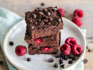 close up photo of stacked brownies